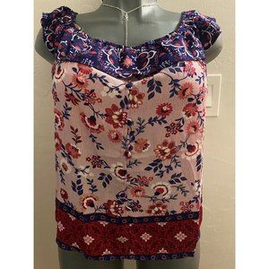 E M Short Sleeve Floral Blouse